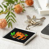 Tijger in bloemen sleutelhanger (Zijkant)