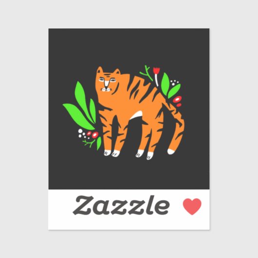 Tijger in bloemen sticker (Vel)