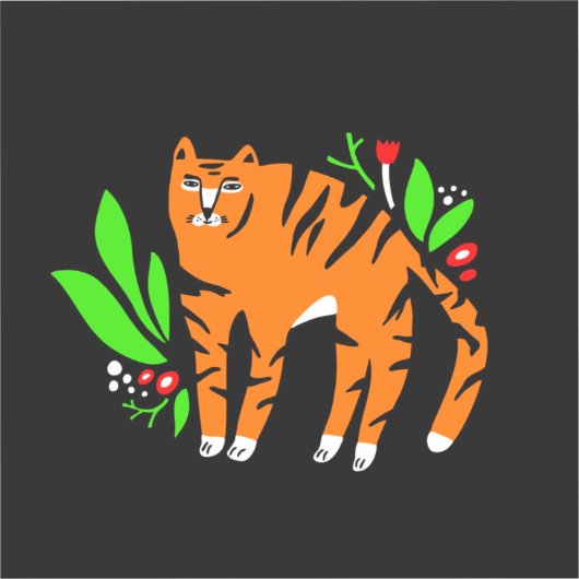 Tijger in bloemen sticker (Voorkant)