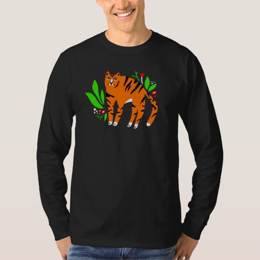 Tijger in bloemen t-shirt (Voorkant)