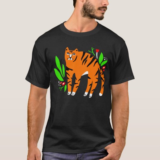 Tijger in bloemen t-shirt (Voorkant)