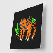 Tijger in bloemen vierkante klok (Hoek)