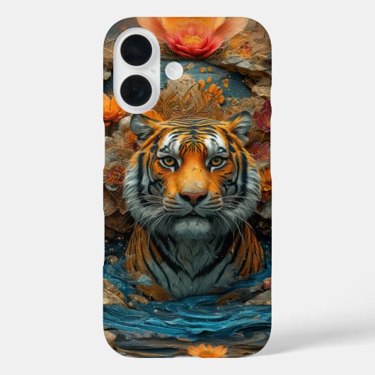 Tijger in bloemenhoes Case-Mate iPhone case (Achterkant)