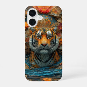 Tijger in bloemenhoes iPhone 16 hoesje