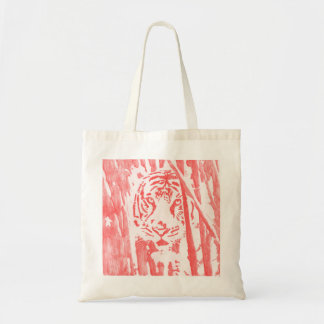 Tijger in de Canvas tas van Bamboe — rood