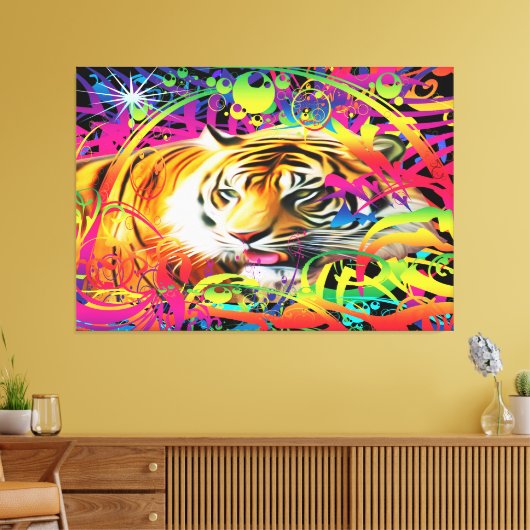 Tijger in de jungle canvas afdruk (Insitu (Woonkamer))
