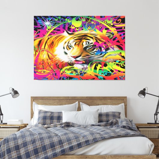 Tijger in de jungle canvas afdruk (Insitu (Slaapkamer))