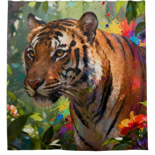 Tijger in de jungle douchegordijn (Voorkant)
