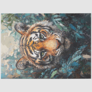 Tijger in de jungle portret schilderen decoupage tissuepapier