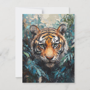 Tijger in de jungle portret schilderij briefkaart