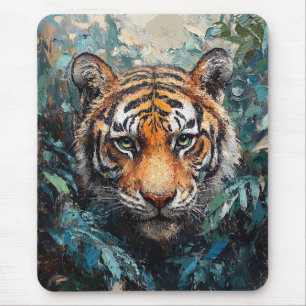 Tijger in de jungle portret schilderij muismat