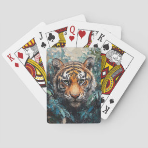 Tijger in de jungle portret schildering pokerkaarten