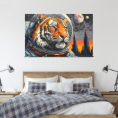 TIJGER IN DE RUIMTE-2 CANVAS AFDRUK (Insitu (Slaapkamer))
