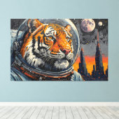 TIJGER IN DE RUIMTE-2 CANVAS AFDRUK (Insitu (Houten vloer))