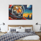 TIJGER IN DE RUIMTE-3 CANVAS AFDRUK (Insitu (Slaapkamer))