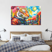 TIJGER IN DE RUIMTE-6 CANVAS AFDRUK (Insitu (Slaapkamer))