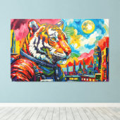 TIJGER IN DE RUIMTE-6 CANVAS AFDRUK (Insitu (Houten vloer))