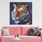 Tijger in de ruimte canvas afdruk (Insitu (Woonkamer))