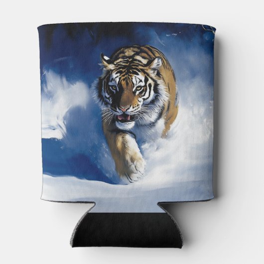 Tijger in de sneeuw blikjeskoeler (Achterkant)