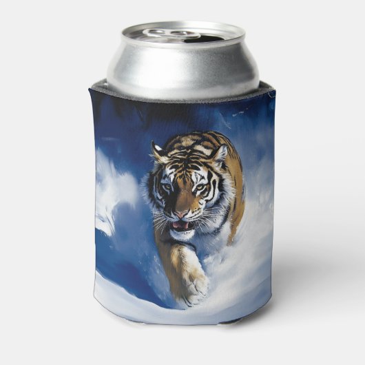 Tijger in de sneeuw blikjeskoeler (Blikje Achterkant)