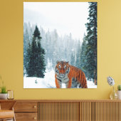 Tijger in de sneeuw canvas afdruk (Insitu (Woonkamer))