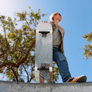 Tijger in de sneeuw persoonlijk skateboard