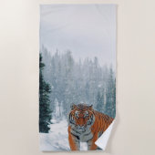 Tijger in de sneeuw strandlaken (Voorkant)