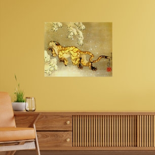 tijger in de sneeuwhoofdstad Katsushika Hokusai 18 Poster