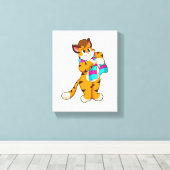 Tijger in de winter met de Scarf Canvas Afdruk (Insitu (Houten vloer))