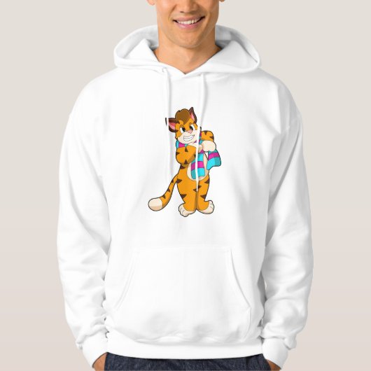 Tijger in de winter met de Scarf Hoodie (Voorkant)