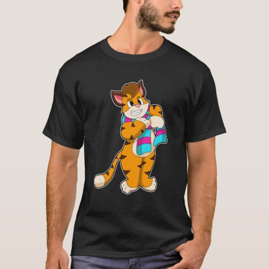 Tijger in de winter met de Scarf T-shirt (Voorkant)