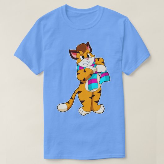 Tijger in de winter met de Scarf T-shirt (Design voorkant)