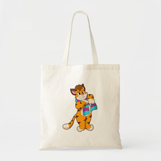 Tijger in de winter met de Scarf Tote Bag (Voorkant)