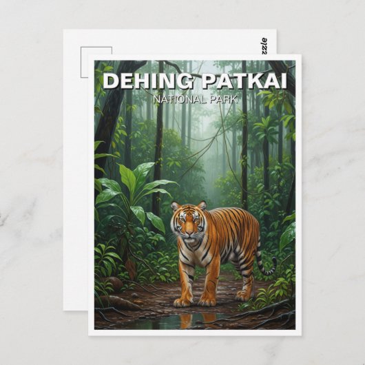 Tijger in Dehing Patkai National Park India Reizen Briefkaart (Voorkant / Achterkant)