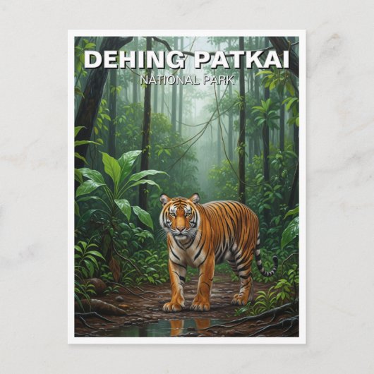 Tijger in Dehing Patkai National Park India Reizen Briefkaart (Voorkant)