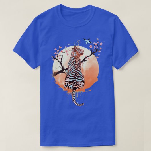 Tijger in donkere versie van de sakura-boom t-shirt (Design voorkant)