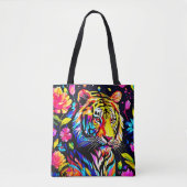 Tijger in een bloemendroom tote bag (Voorkant)