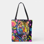 Tijger in een bloemendroom tote bag (Achterkant)