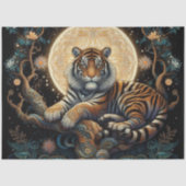 Tijger in een Boom Aziatisch Decoupage Kunst Tissu Tissuepapier (Voorkant)