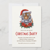 Tijger in een kerstmuts Wild Safari kerstfeest Kaart (Voorkant)