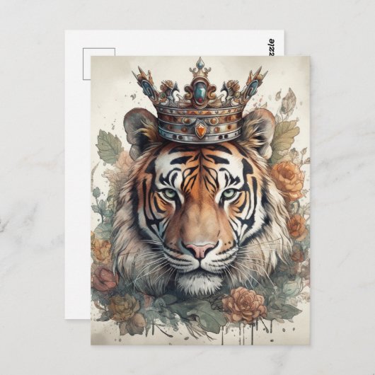 Tijger in een kroon briefkaart (Voorkant / Achterkant)