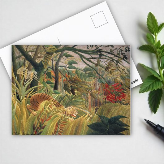 Tijger in een tropisch Storm door Henri Rousseau Briefkaart