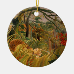 Tijger in een tropisch Storm door Henri Rousseau Keramisch Ornament
