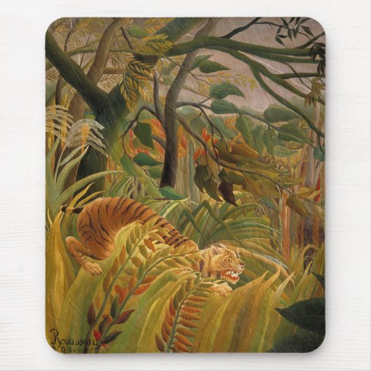 Tijger in een tropisch Storm door Henri Rousseau Muismat (Voorkant)