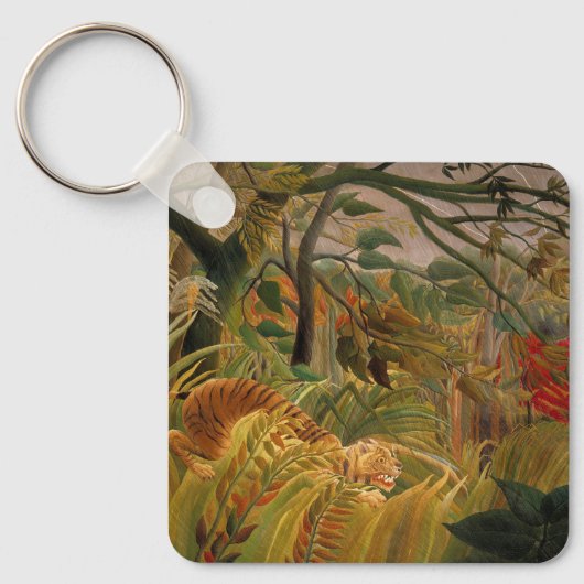 Tijger in een tropisch Storm door Henri Rousseau Sleutelhanger (Voorkant)
