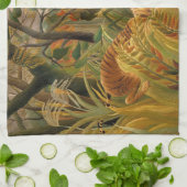 Tijger in een tropisch Storm door Henri Rousseau Theedoek (Gevouwen)