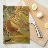 Tijger in een tropisch Storm door Henri Rousseau Theedoek (Quarter Fold)