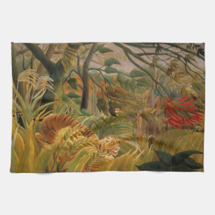 Tijger in een tropisch Storm door Henri Rousseau Theedoek