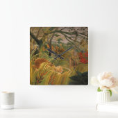 Tijger in een tropisch Storm door Henri Rousseau Vierkante Klok (Huis)