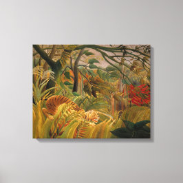 Tijger in een tropisch Storm | Henri Rousseau Canvas Afdruk